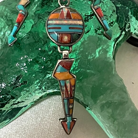 Southwestern Turquoise Opal Spiny Oyster Necklace Pierced Earrings Sterl… - Picture 2 of 7